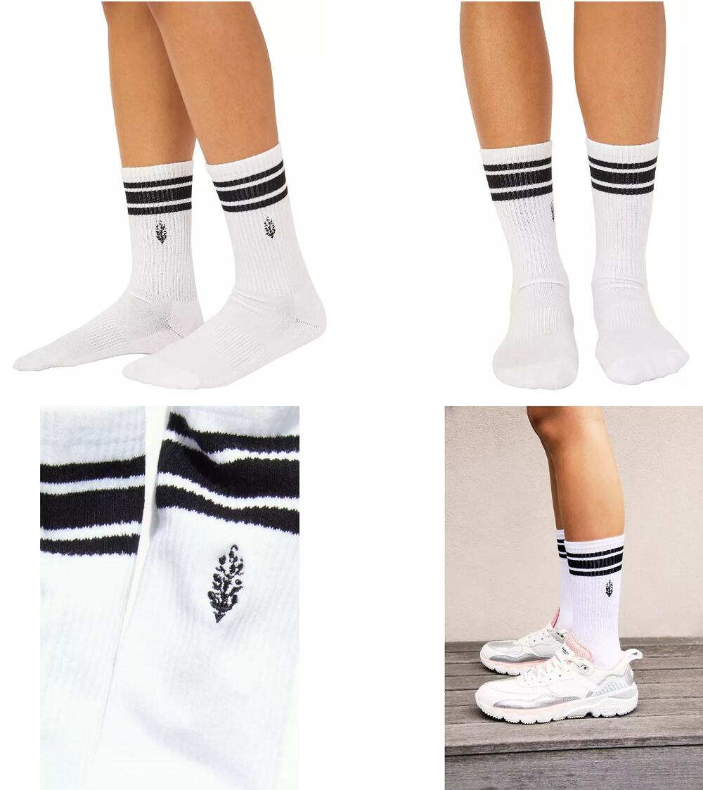 NWT FP Movement Logo Stripe Tube Socks | Black and White